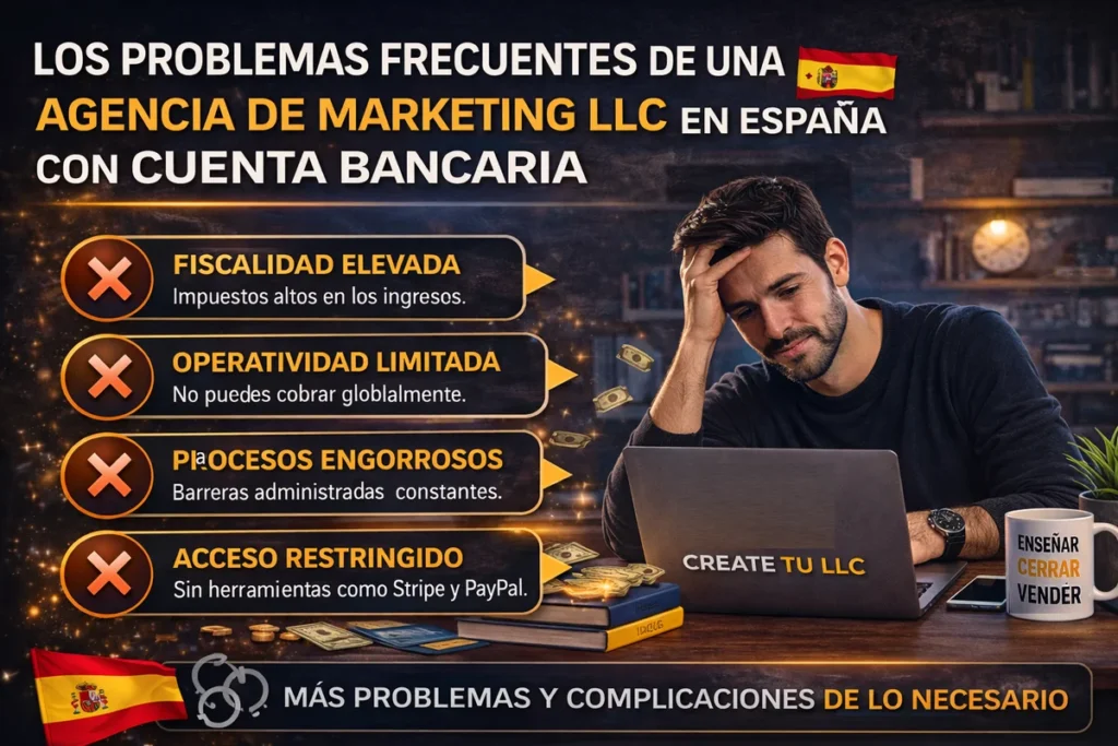 agencia marketing LLC España cuenta bancaria problemas frecuentes Crea tu LLC desde España Optimizacion fiscal 2026 agencia marketing LLC España cuenta bancaria problemas frecuentes