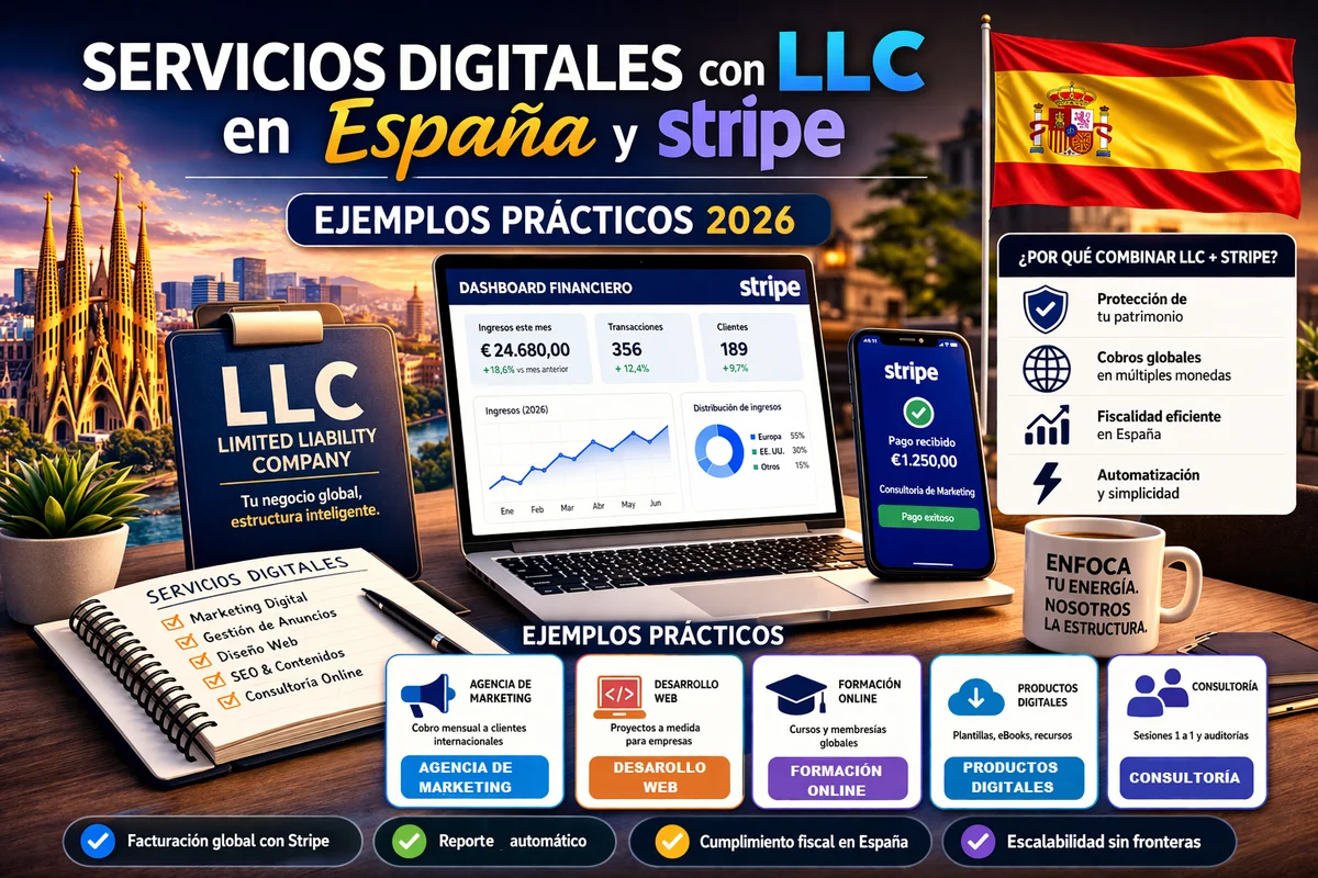 servicios digitales LLC España Stripe ejemplos prácticos