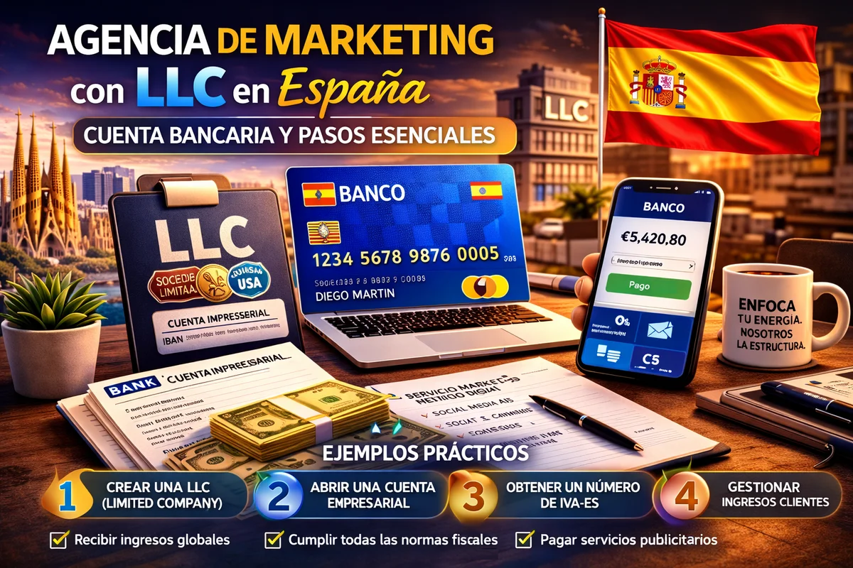 agencia marketing LLC España cuenta bancaria pasos esenciales