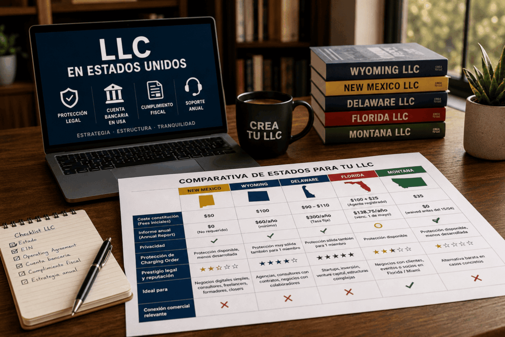 Wyoming, New Mexico, Delaware, Florida o Montana para una LLC