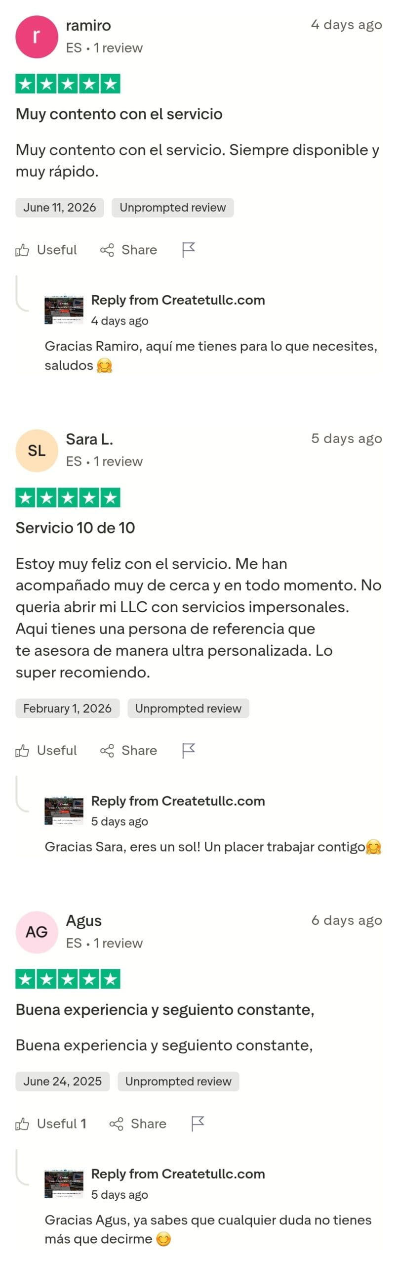 Testimonio de cliente de CreateTuLLC